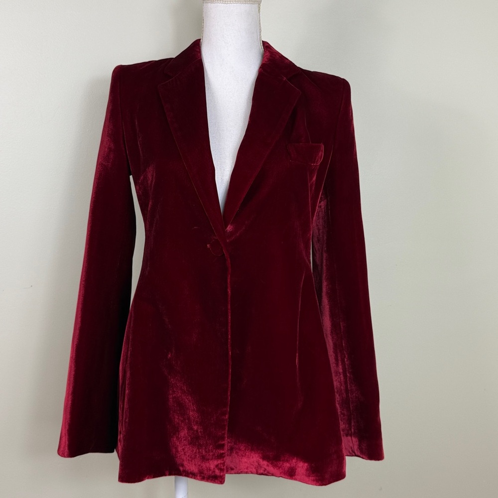 Ellery Australia Velvet Blazer in Deep Red Burgundy Jacket